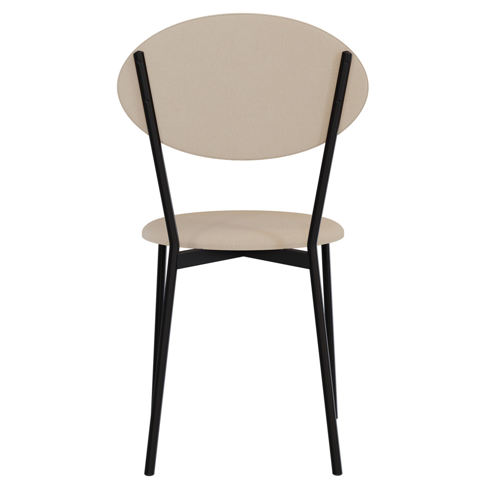 Cadeira Estofada Para Sala de Jantar Azuri Preto C01 Linho Areia - Lyam Decor
