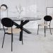 Cadeira Estofada Para Sala de Jantar Azuri Preto C01 Linho Areia Courino Preto - Lyam Decor