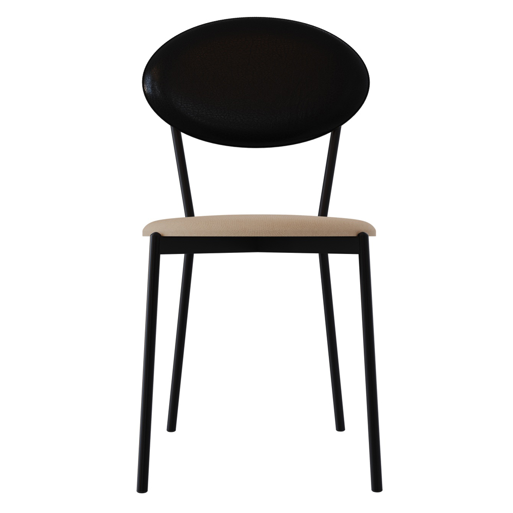 Cadeira Estofada Para Sala de Jantar Azuri Preto C01 Linho Areia Courino Preto - Lyam Decor