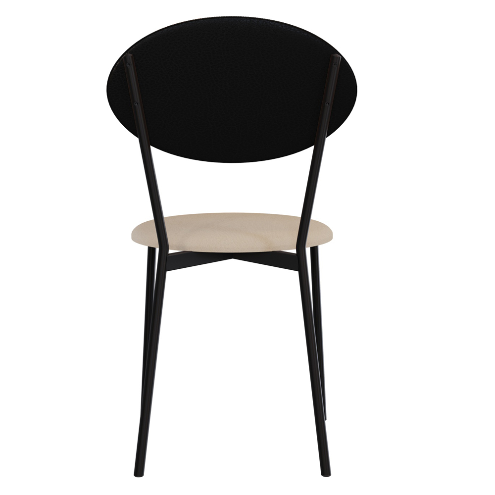 Cadeira Estofada Para Sala de Jantar Azuri Preto C01 Linho Areia Courino Preto - Lyam Decor