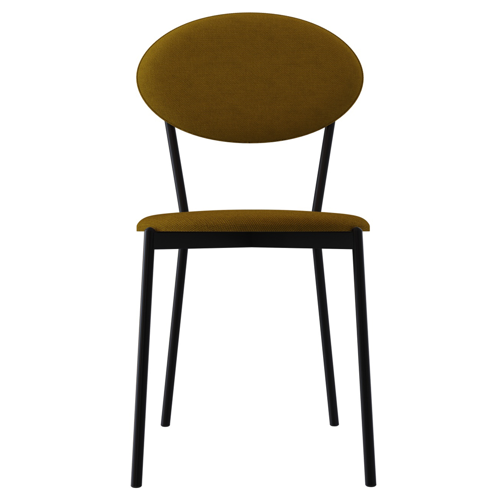 Cadeira Estofada Para Sala de Jantar Azuri Preto C01 Linho Mostarda - Lyam Decor