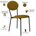 Cadeira Estofada Para Sala de Jantar Azuri Preto C01 Linho Mostarda - Lyam Decor