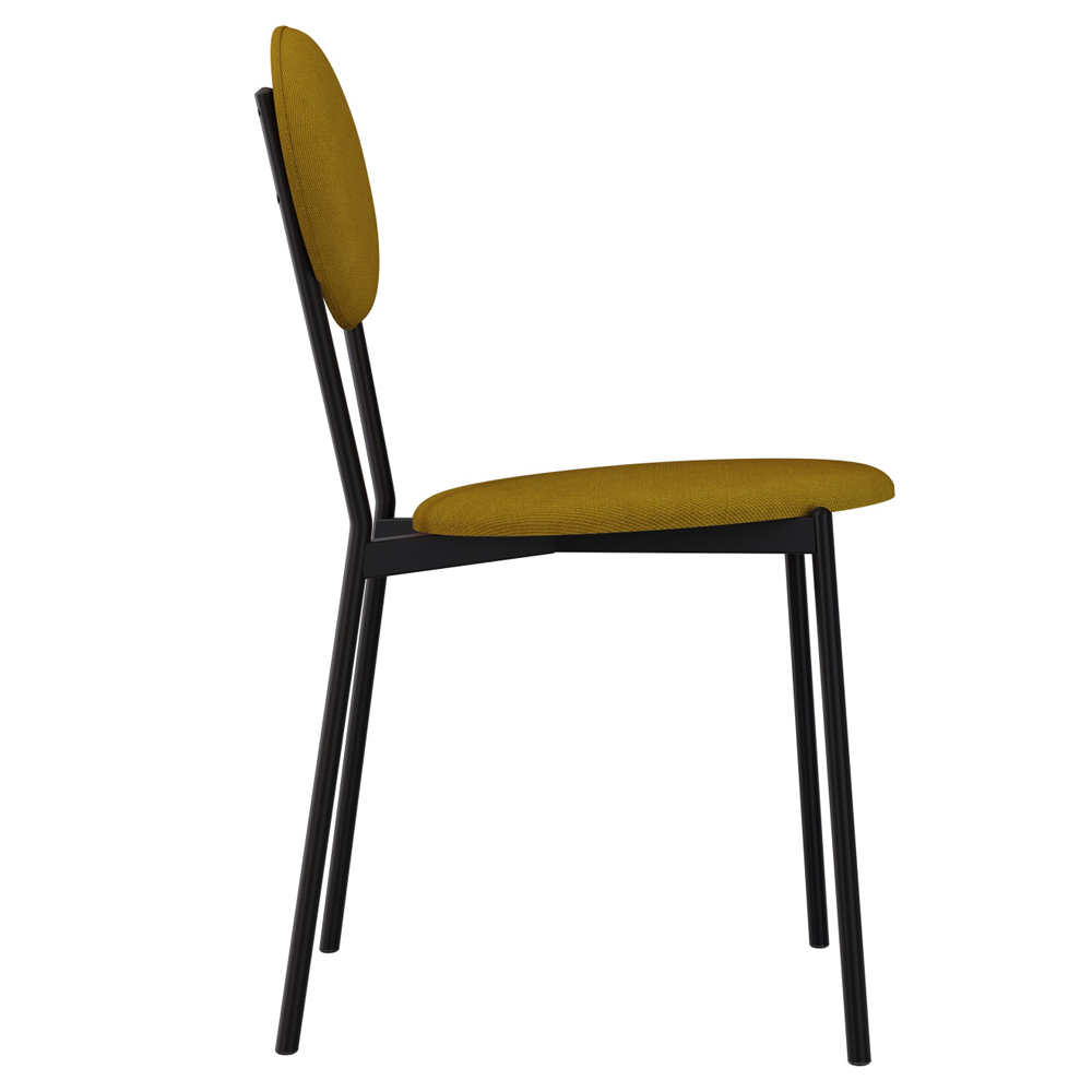 Cadeira Estofada Para Sala de Jantar Azuri Preto C01 Linho Mostarda - Lyam Decor
