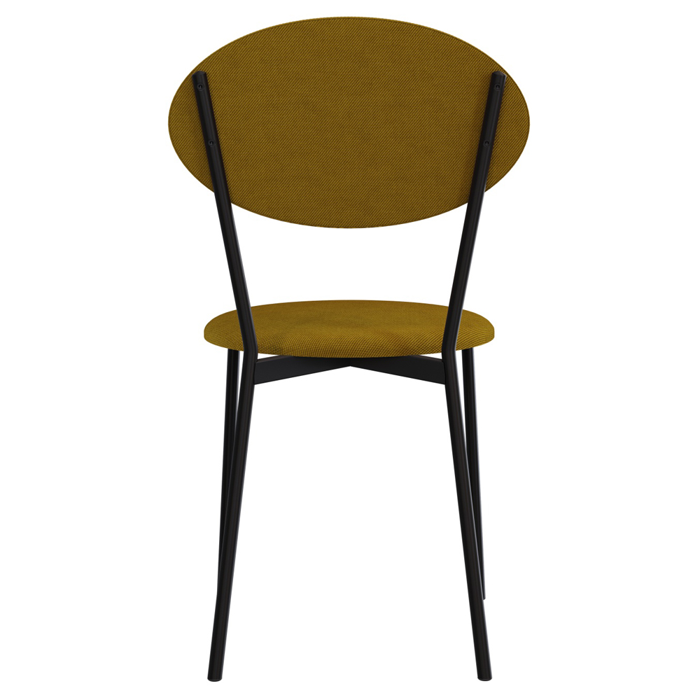 Cadeira Estofada Para Sala de Jantar Azuri Preto C01 Linho Mostarda - Lyam Decor