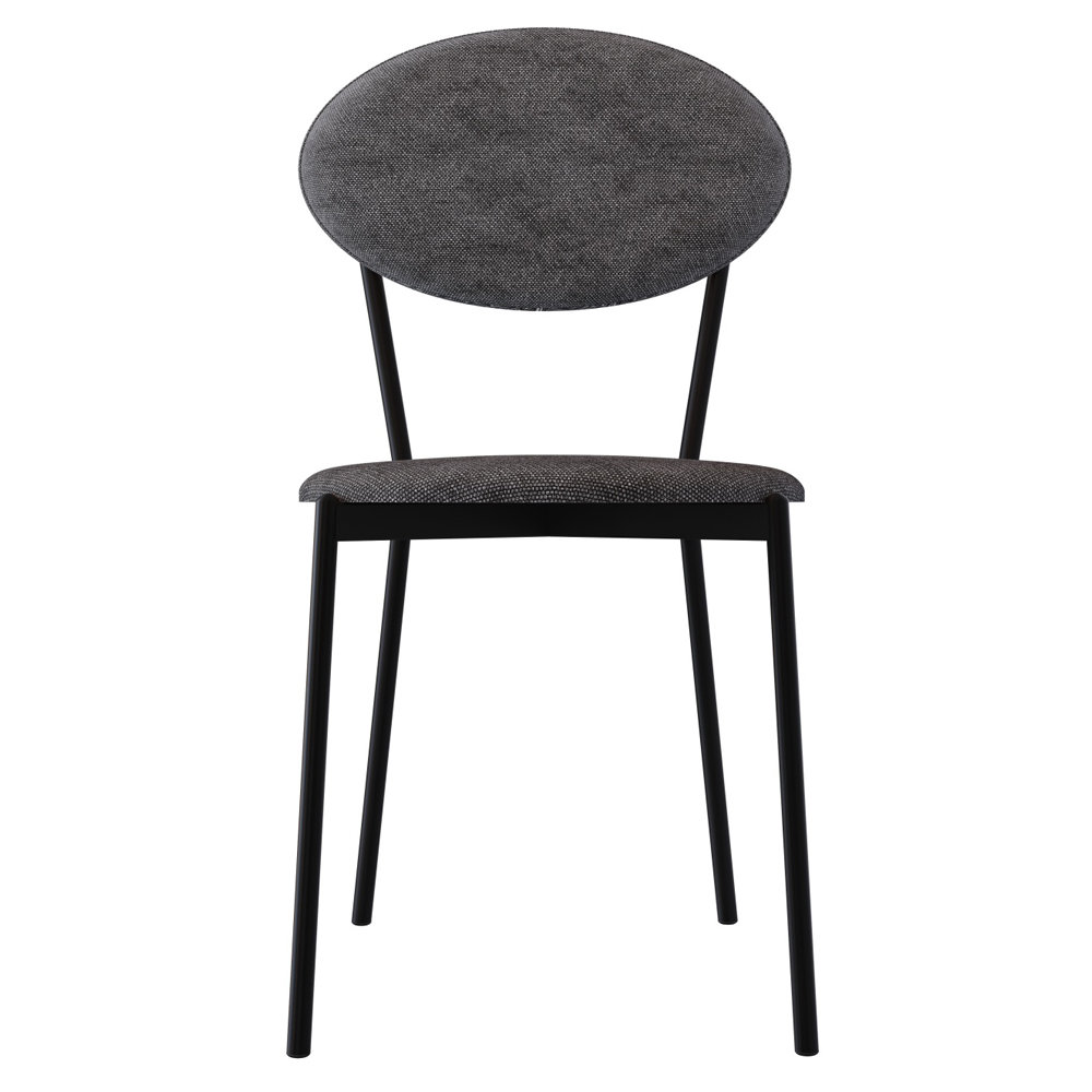 Cadeira Estofada Para Sala de Jantar Azuri Preto C01 Linho Prata - Lyam Decor