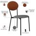 Cadeira Estofada Para Sala de Jantar Azuri Preto C01 Linho Prata Courino Caramelo - Lyam Decor