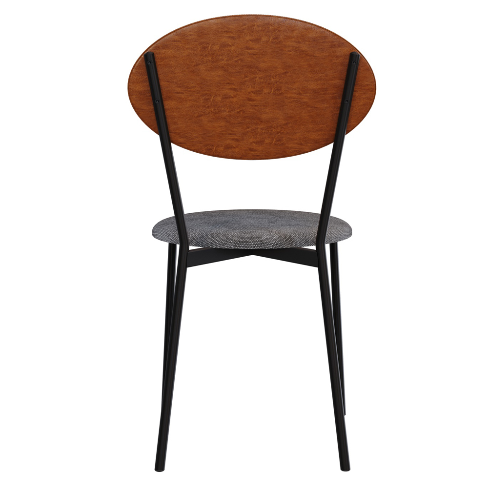 Cadeira Estofada Para Sala de Jantar Azuri Preto C01 Linho Prata Courino Caramelo - Lyam Decor