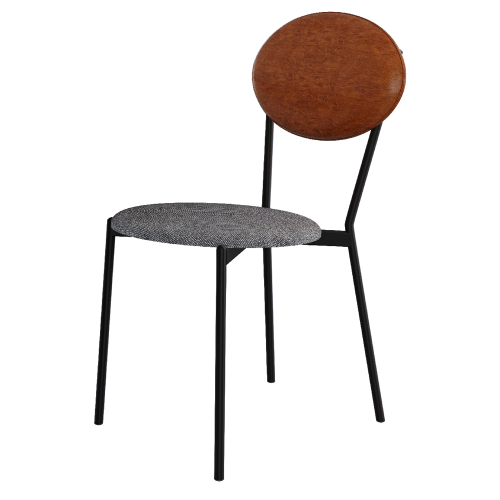 Cadeira Estofada Para Sala de Jantar Azuri Preto C01 Linho Prata Courino Caramelo - Lyam Decor