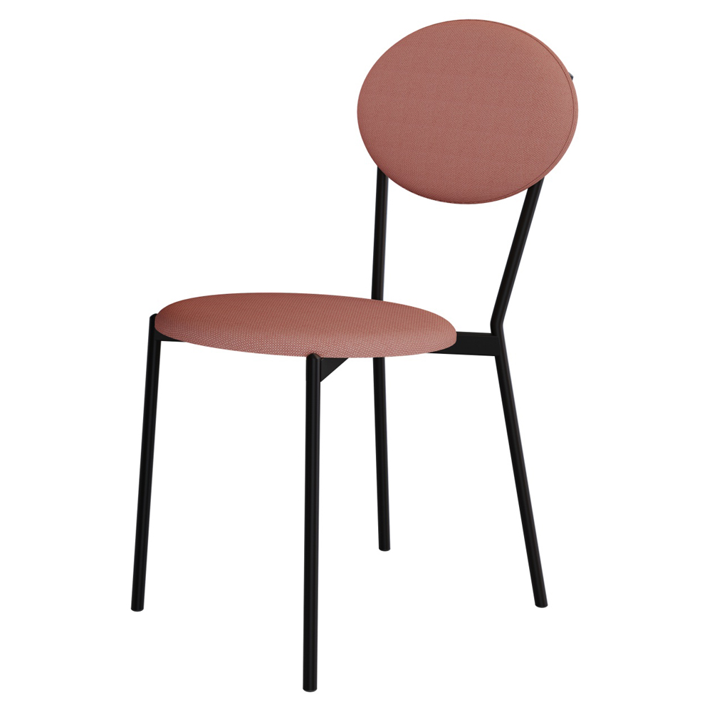 Cadeira Estofada Para Sala de Jantar Azuri Preto C01 Linho Rosê - Lyam Decor