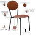 Cadeira Estofada Para Sala de Jantar Azuri Preto C01 Linho Rosê Courino Caramelo - Lyam Decor