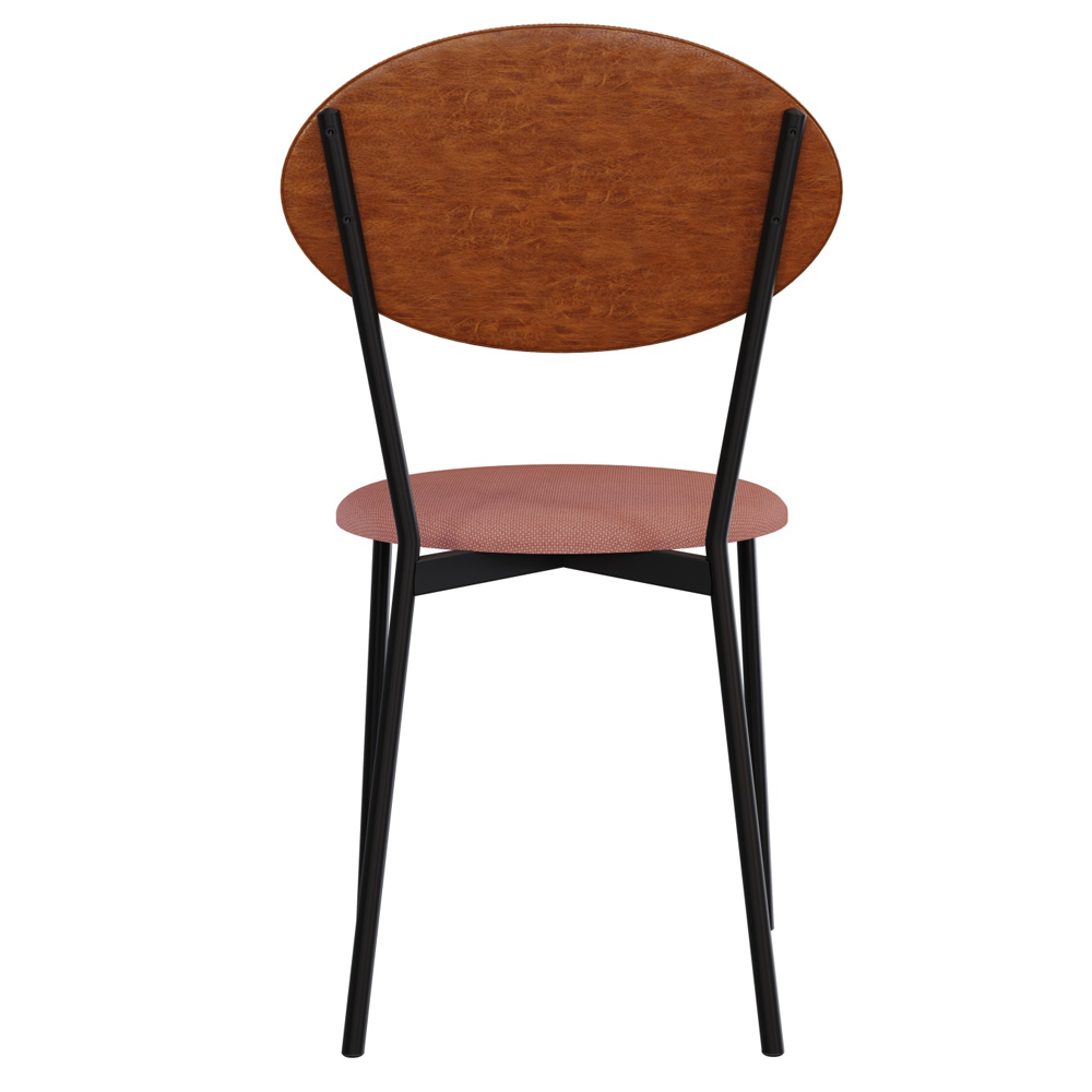 Cadeira Estofada Para Sala de Jantar Azuri Preto C01 Linho Rosê Courino Caramelo - Lyam Decor