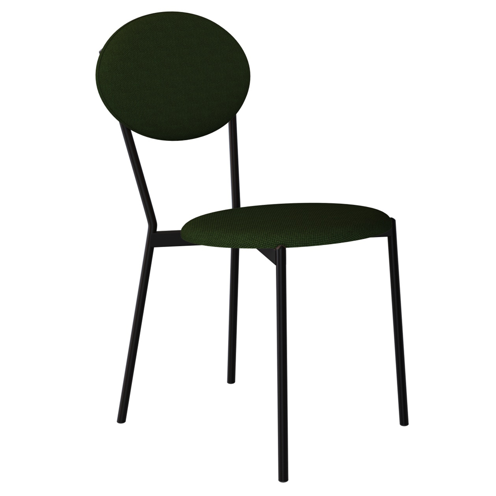 Cadeira Estofada Para Sala de Jantar Azuri Preto C01 Linho Verde Musgo - Lyam Decor