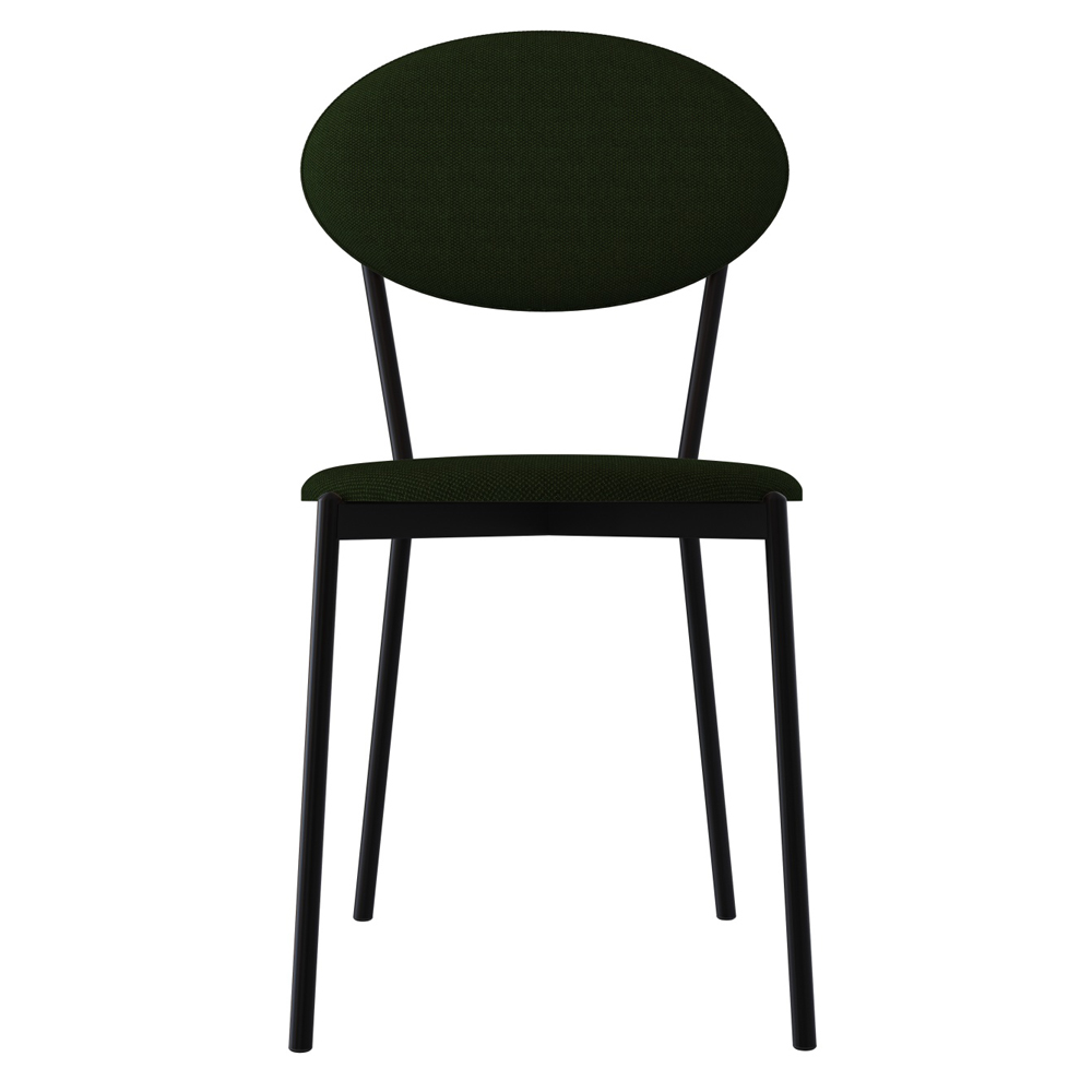 Cadeira Estofada Para Sala de Jantar Azuri Preto C01 Linho Verde Musgo - Lyam Decor