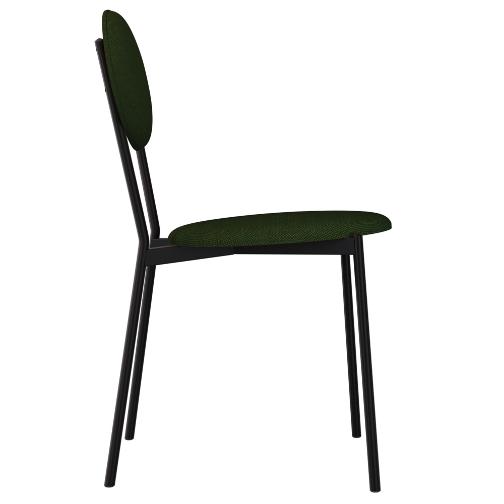 Cadeira Estofada Para Sala de Jantar Azuri Preto C01 Linho Verde Musgo - Lyam Decor