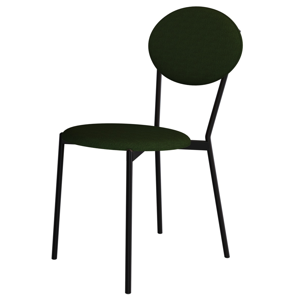 Cadeira Estofada Para Sala de Jantar Azuri Preto C01 Linho Verde Musgo - Lyam Decor