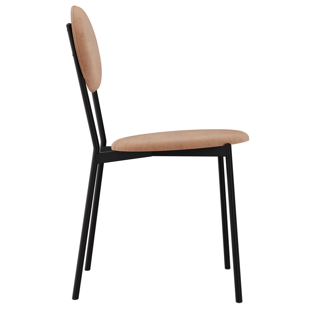 Cadeira Estofada Para Sala de Jantar Azuri Preto C01 Veludo Bege - Lyam Decor