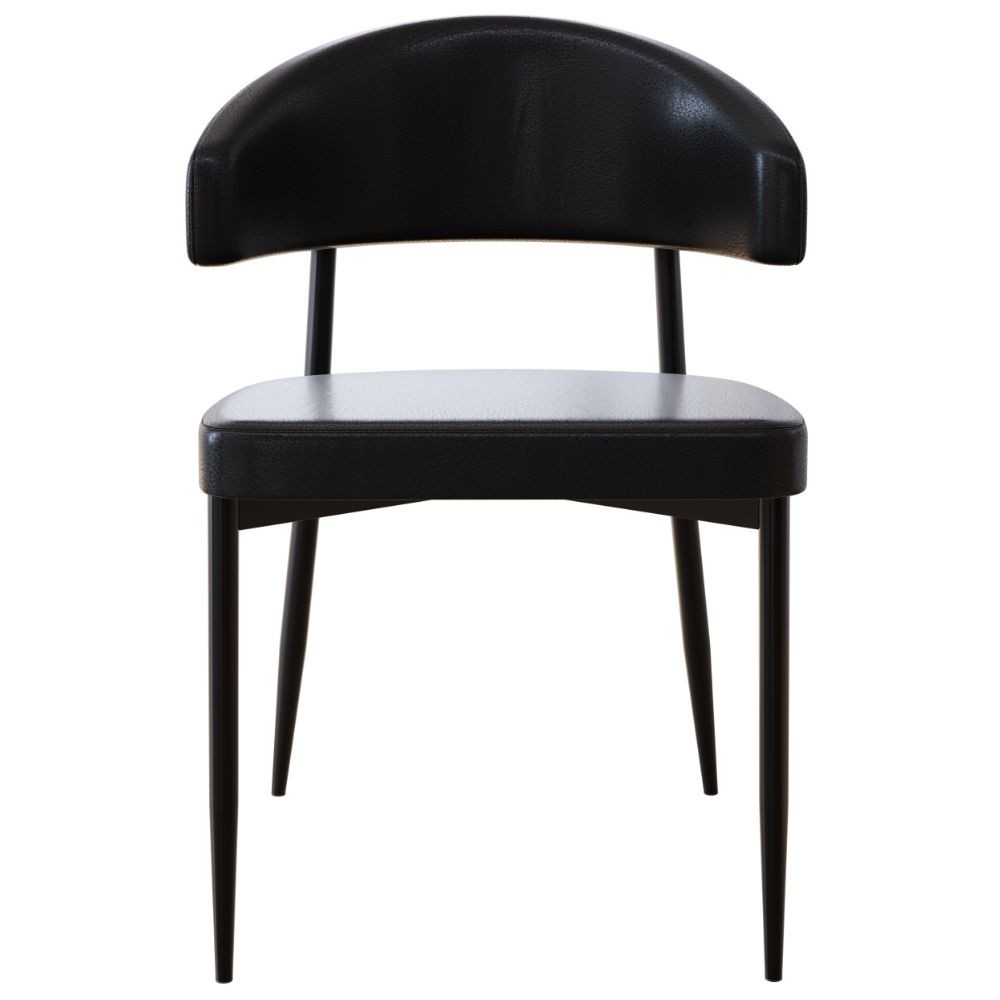 Cadeira Estofada Para Sala de Jantar Serena Preto C01 Courino Preto - Lyam Decor
