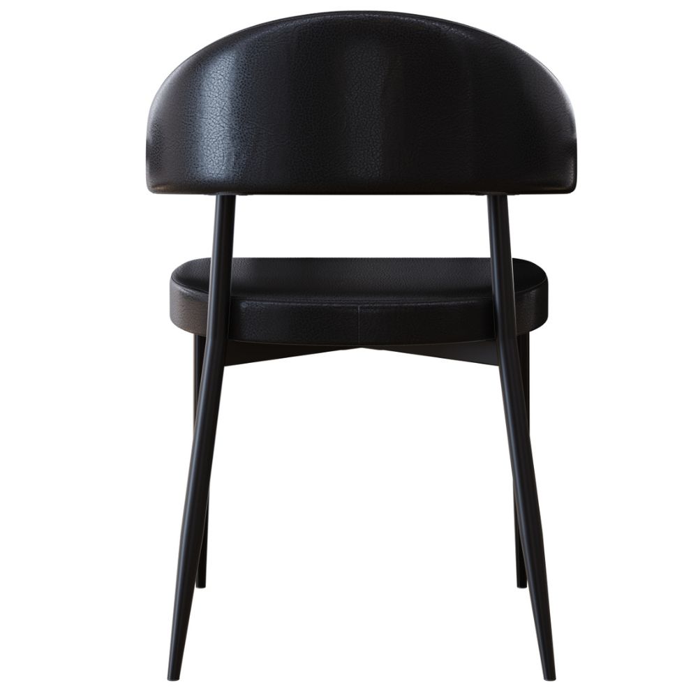 Cadeira Estofada Para Sala de Jantar Serena Preto C01 Courino Preto - Lyam Decor