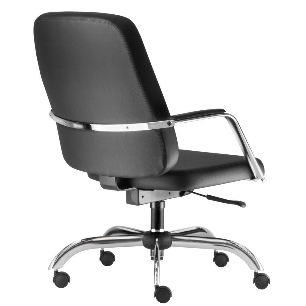 Cadeira Executiva Diretor Base Giratória Cromado Maxxer F02 Couro Ecológico Preto - Lyam Decor