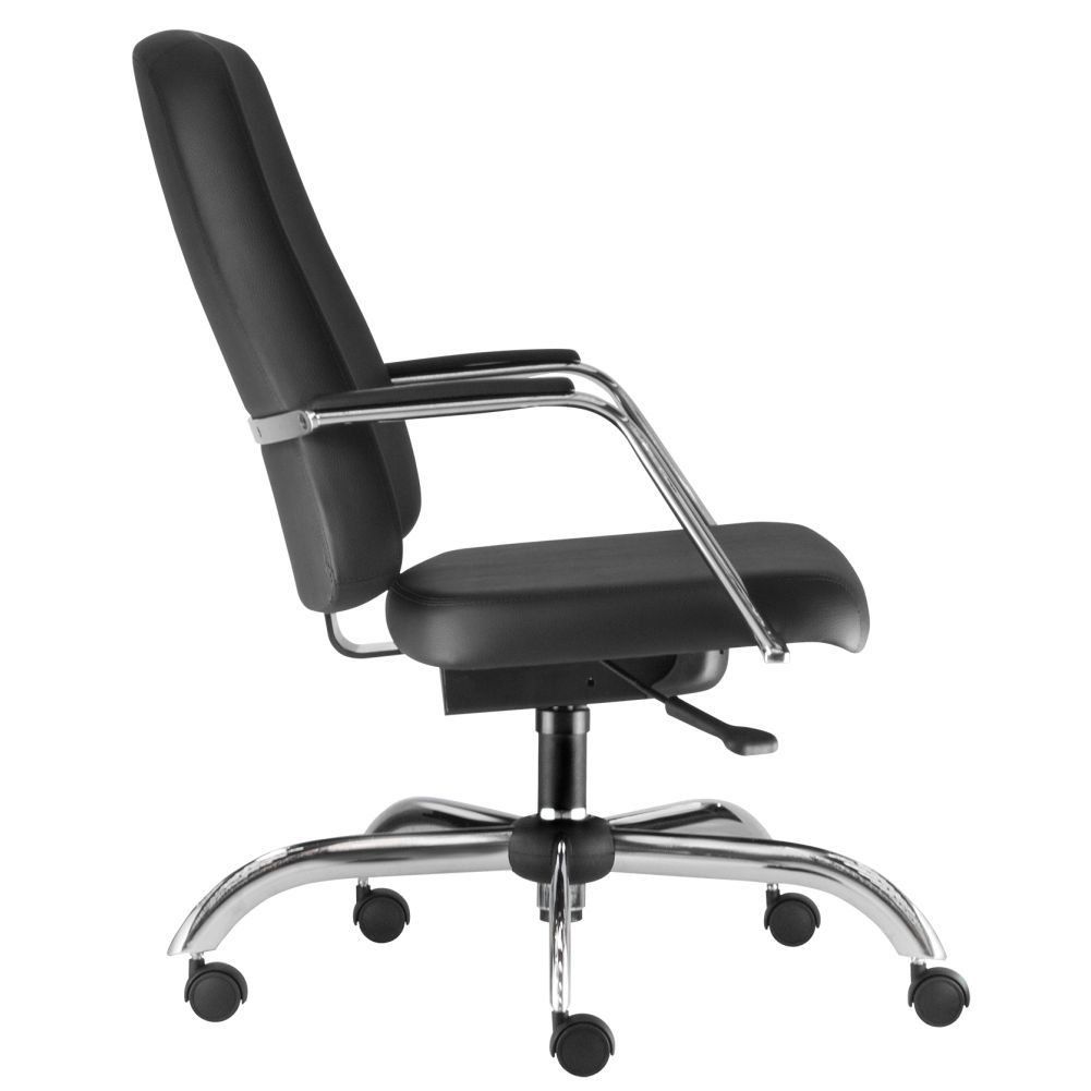 Cadeira Executiva Diretor Base Giratória Cromado Maxxer F02 Couro Ecológico Preto - Lyam Decor