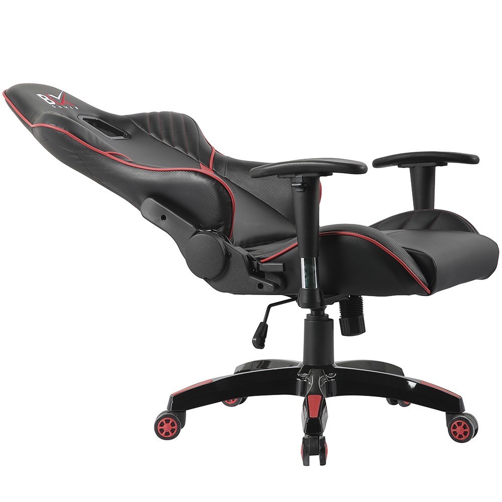 Cadeira Gamer Giratória com Almofada e Elevação a Gás BLX 6009 G Courino Preto Vermelho - Lyam Decor