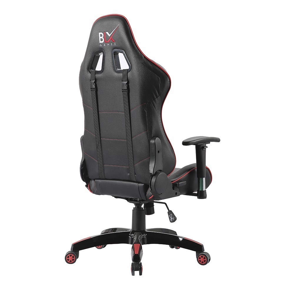 Cadeira Gamer Giratória com Almofada e Elevação a Gás BLX 6009 G Courino Preto Vermelho - Lyam Decor
