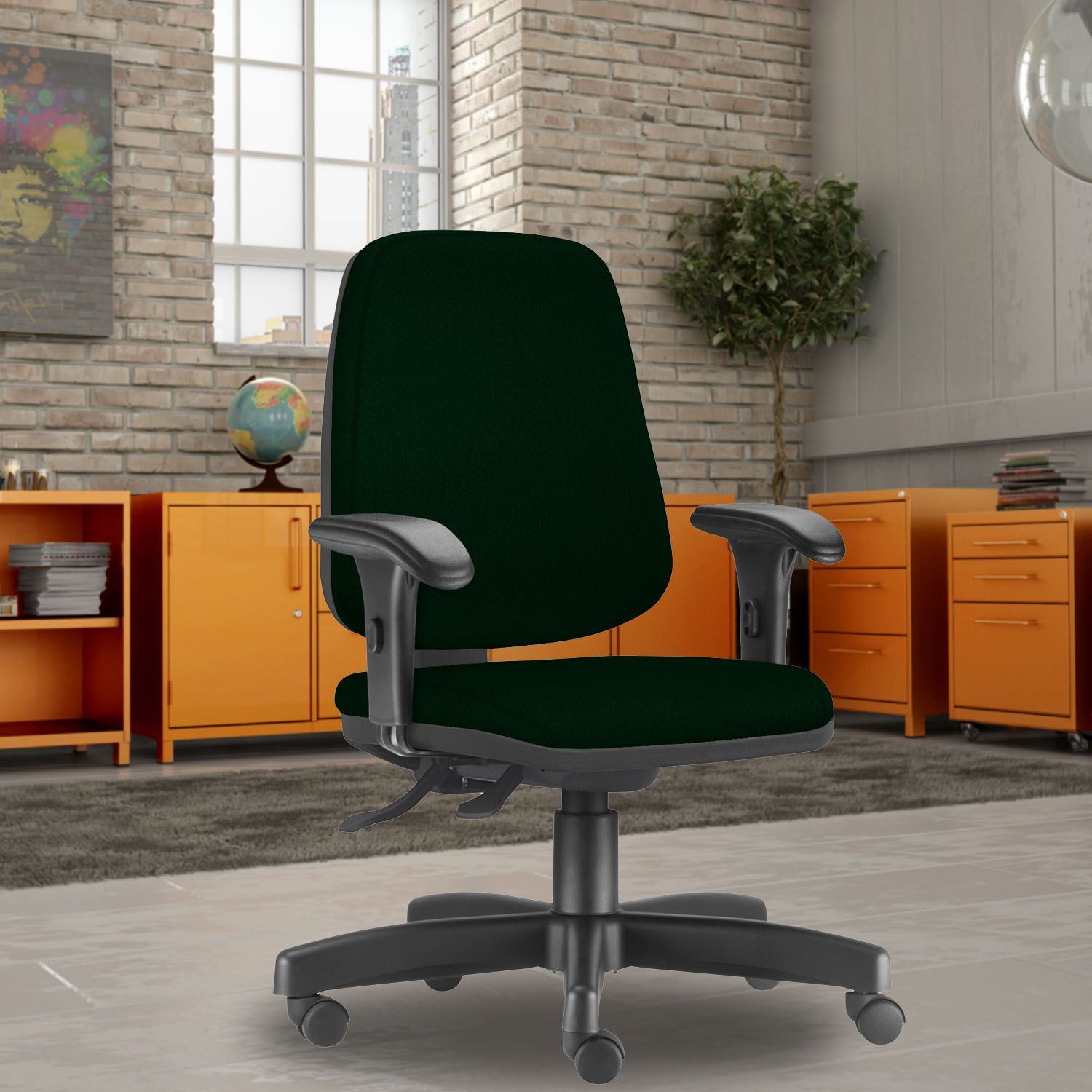 Cadeira Giratória Job L02 Diretor Executiva Crepe Verde Musgo - Lyam Decor