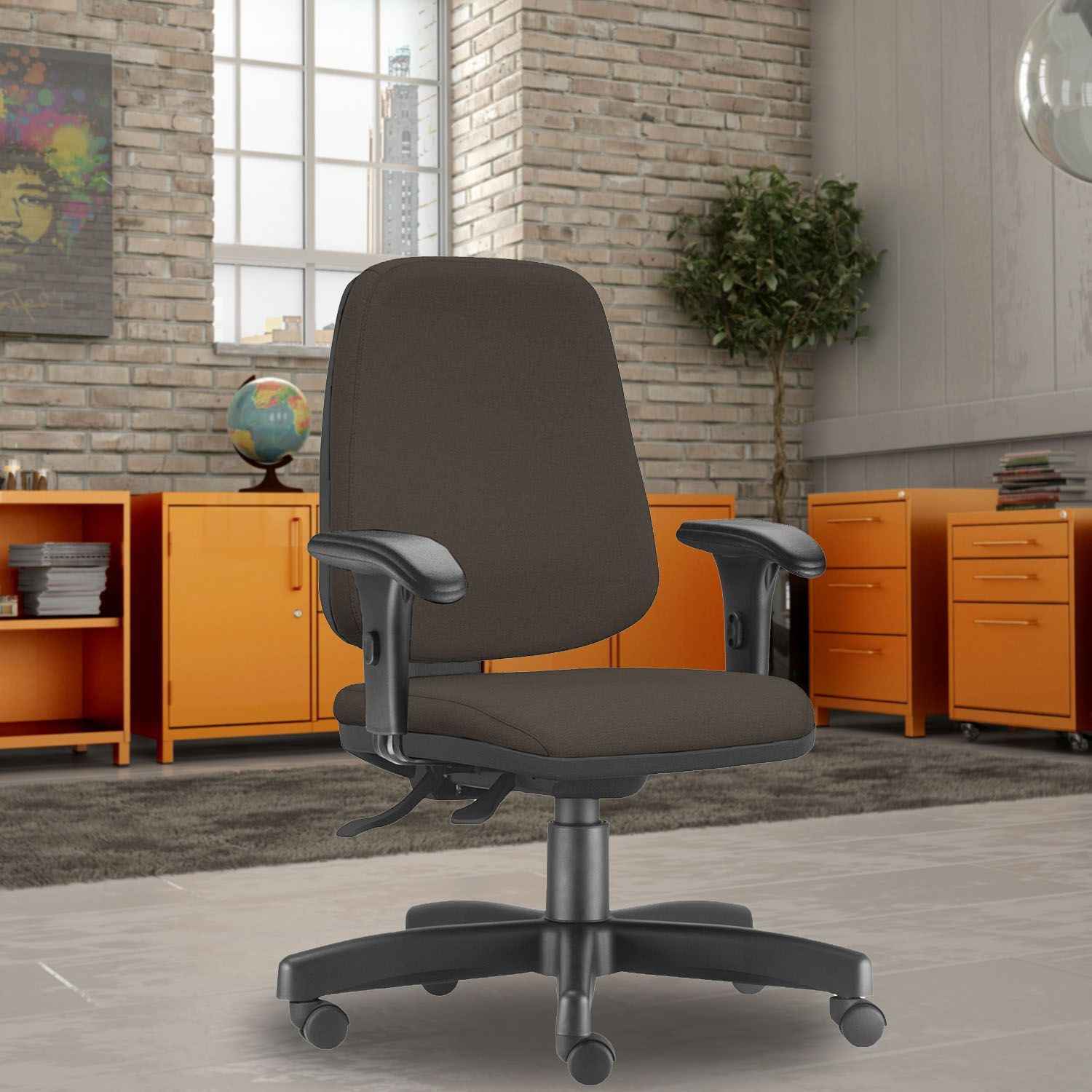 Cadeira Giratória Job L02 Diretor Executiva Suede Marrom - Lyam Decor