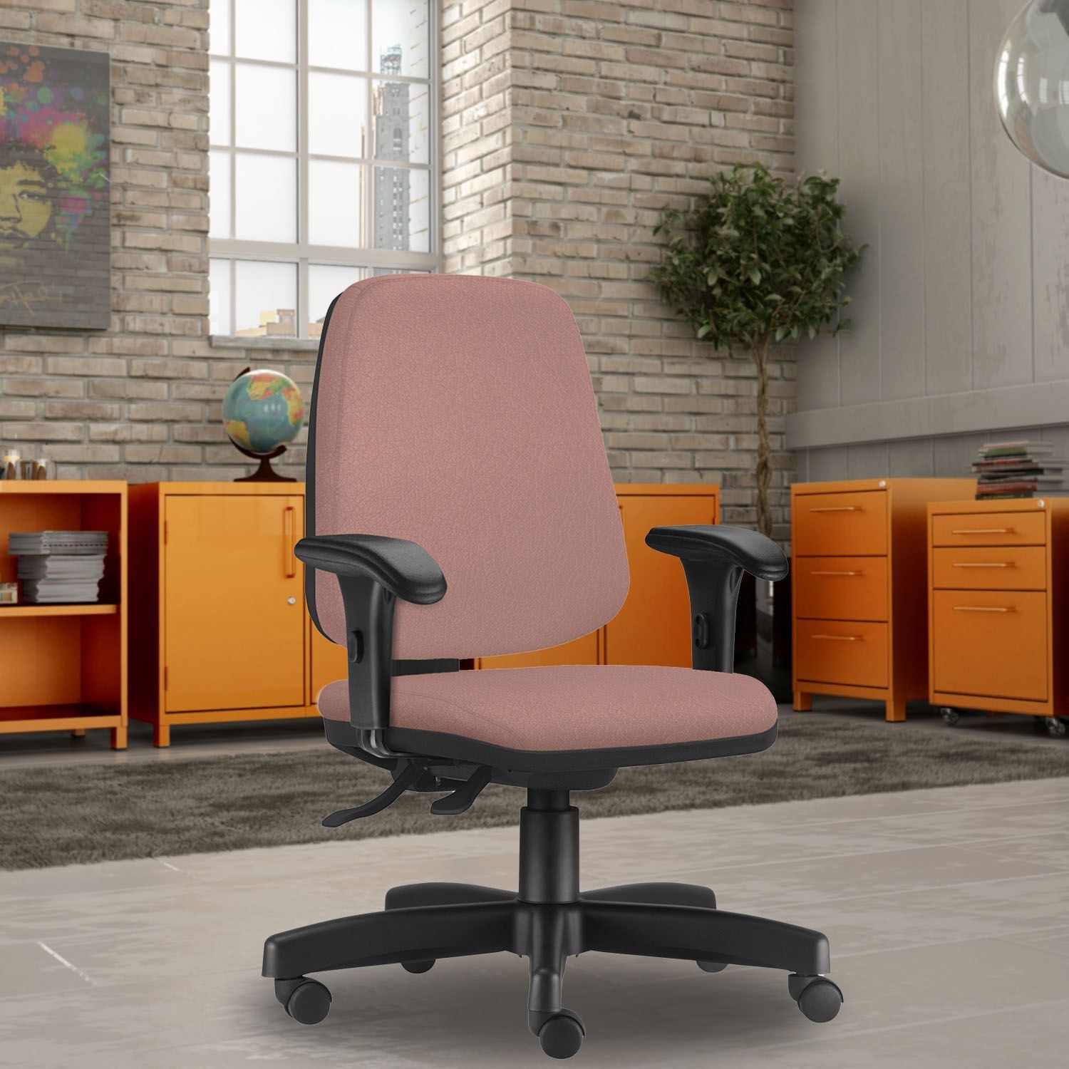 Cadeira Giratória Job L02 Diretor Executiva Suede Rosê - Lyam Decor
