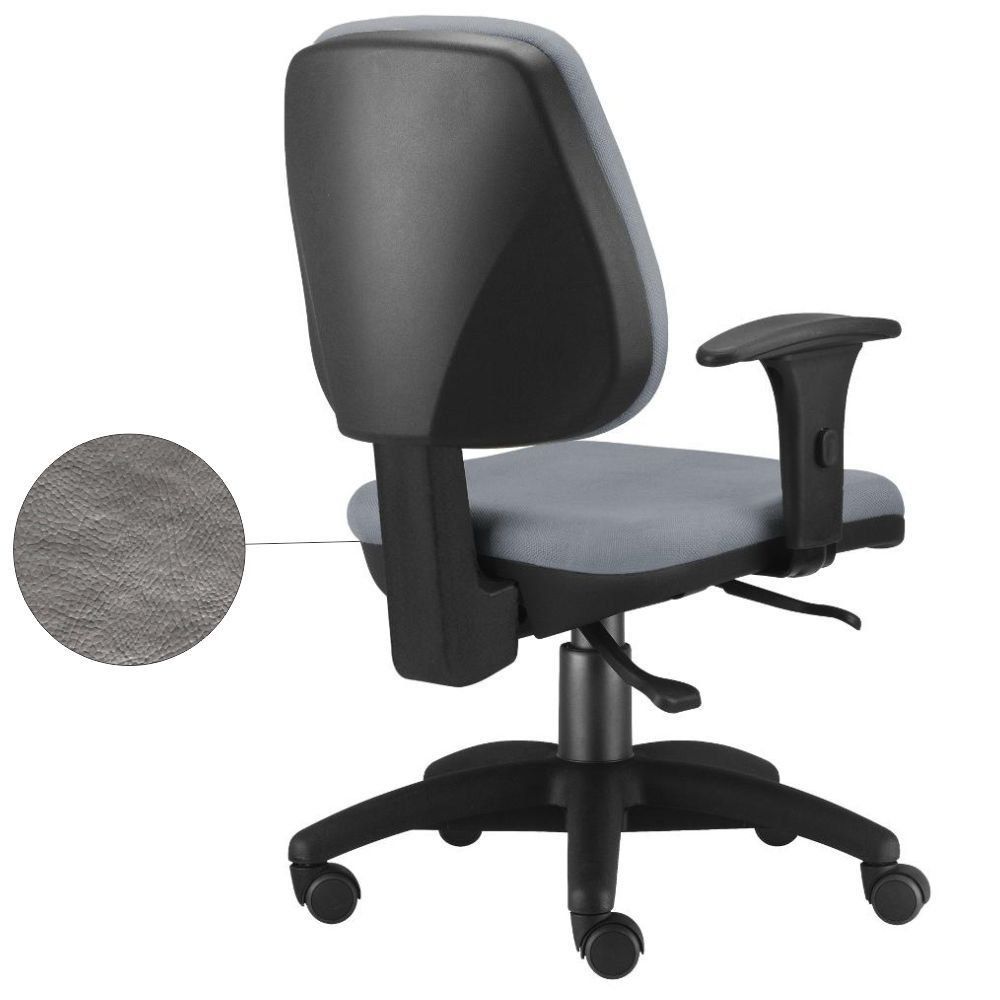 Cadeira Giratória Job L02 Executiva Ergonômica Escritório Couro Sintético Cinza - Lyam Decor