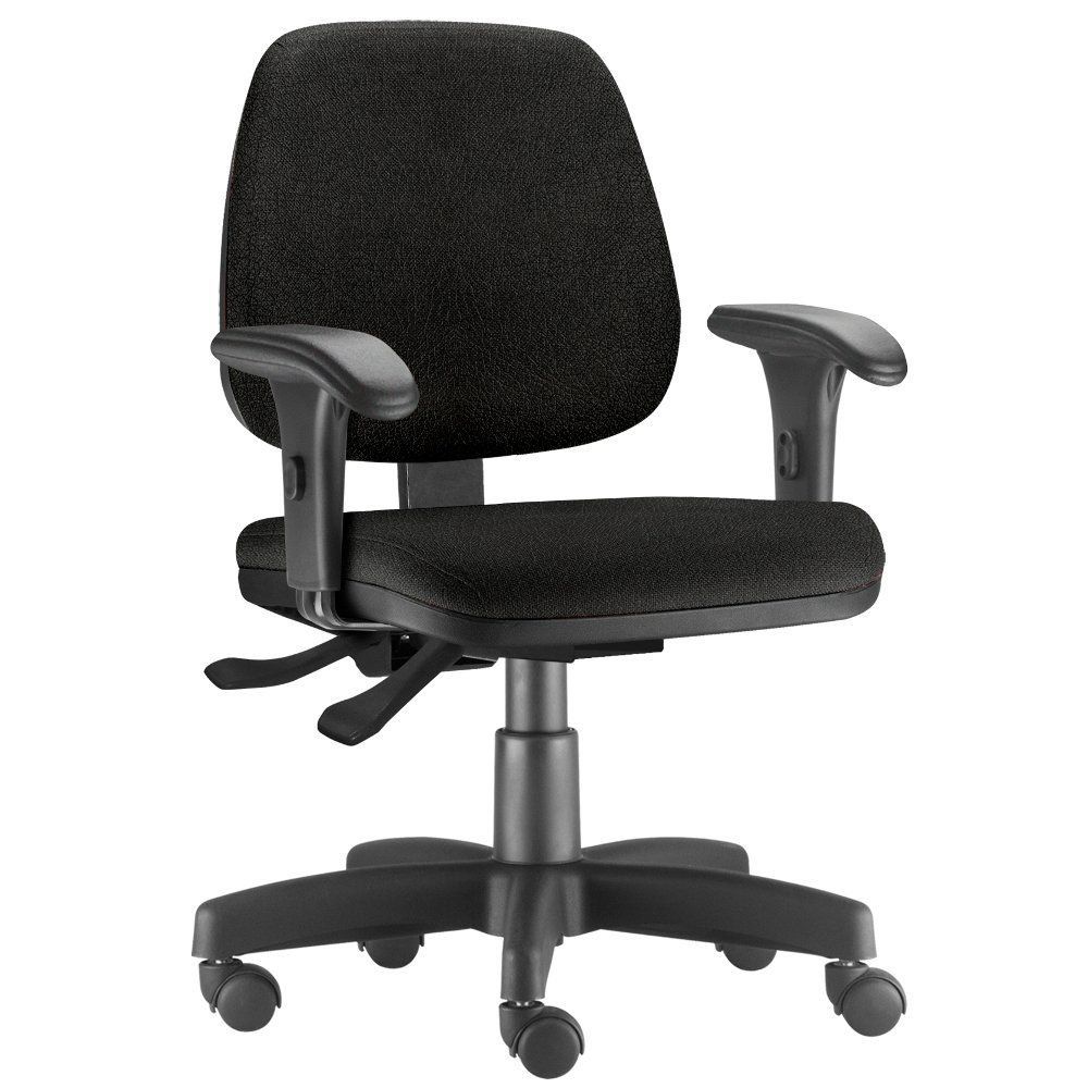 Cadeira Giratória Job L02 Executiva Ergonômica Escritório Couro Sintético Preto - Lyam Decor