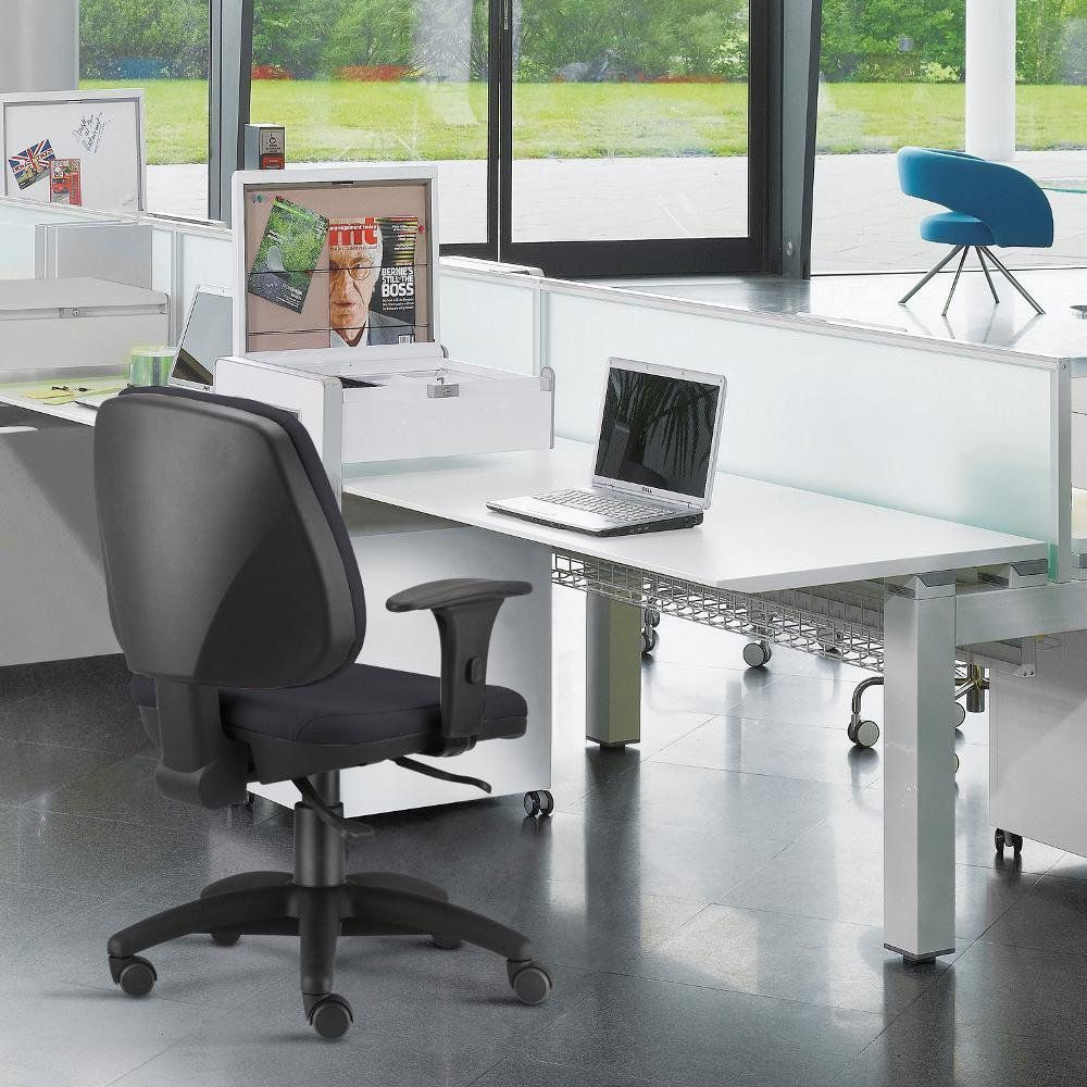 Cadeira Giratória Job L02 Executiva Ergonômica Escritório Couro Sintético Preto - Lyam Decor