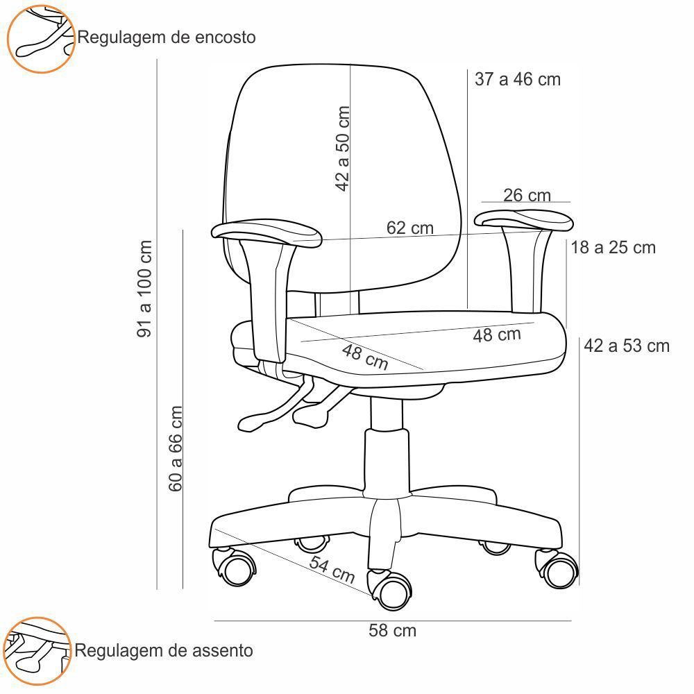Cadeira Giratória Job L02 Executiva Ergonômica Escritório Couro Sintético Preto - Lyam Decor