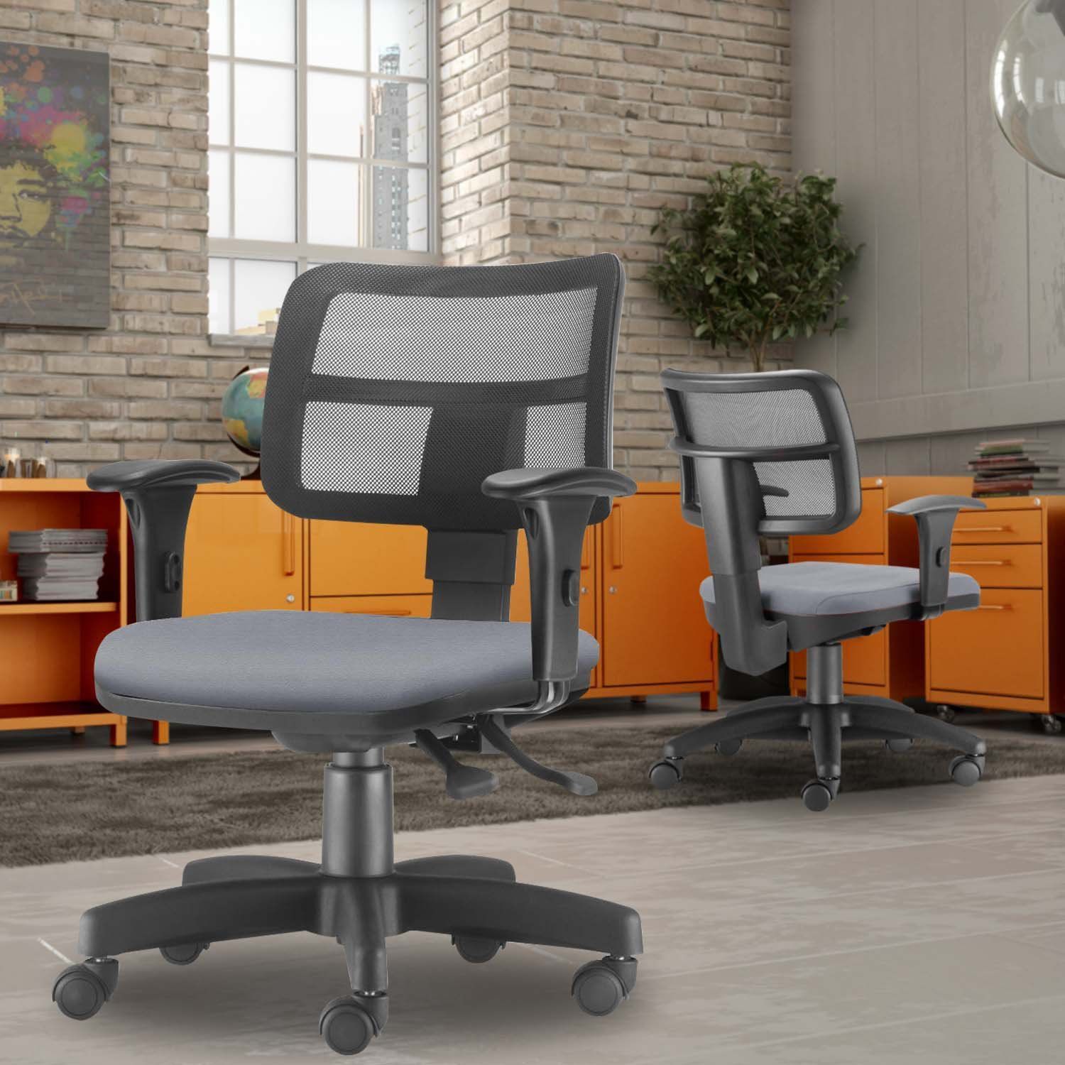 Cadeira Giratória Zip L02 Executiva Ergonômica Escritório Couro Sintético Cinza - Lyam Decor