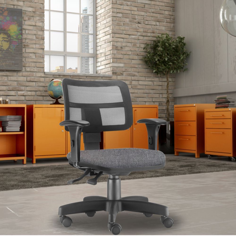 Cadeira Giratória Zip L02 Executiva Ergonômica Escritório Linho Cinza Escuro - Lyam Decor