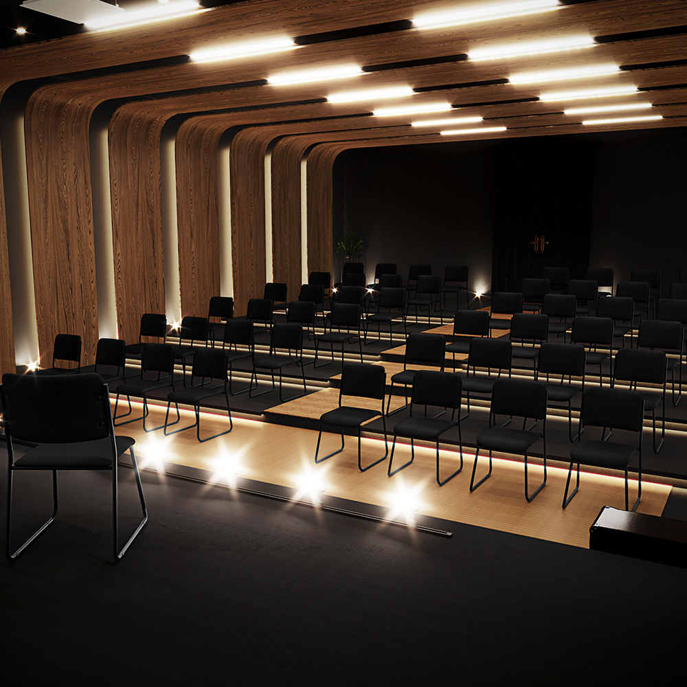 Cadeira Hoteleira Auditório Empilhável Inter L02 Crepe Preto - Lyam Decor
