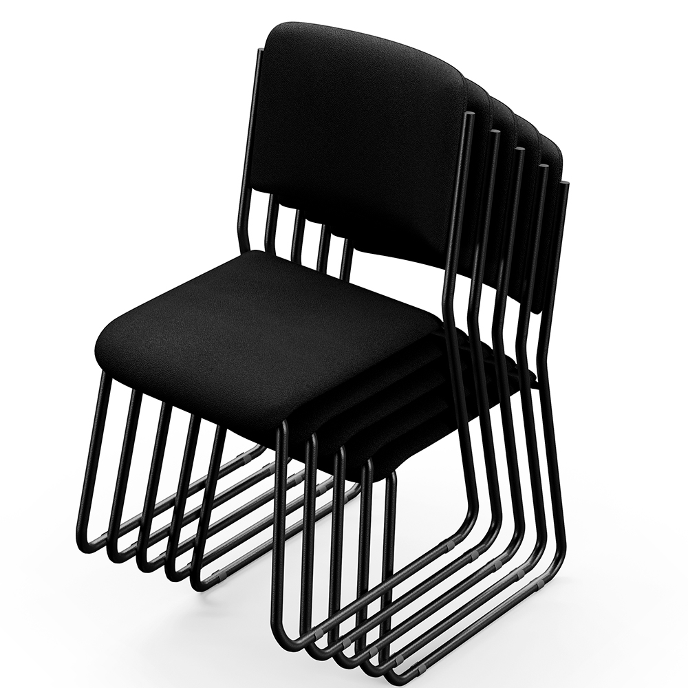 Cadeira Hoteleira Auditório Empilhável Inter L02 Crepe Preto - Lyam Decor