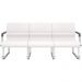 Cadeira Longarina 3 Lugares Recepção com Braço Pés Cromado Lev P03 Vinil Branco - Lyam Decor