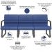 Cadeira Longarina 3 Lugares Recepção com Braço Pés Preto Lev P03 Vinil Azul - Lyam Decor