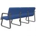 Cadeira Longarina 3 Lugares Recepção com Braço Pés Preto Lev P03 Vinil Azul - Lyam Decor