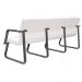 Cadeira Longarina 3 Lugares Recepção com Braço Pés Preto Lev P03 Vinil Branco - Lyam Decor