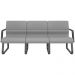 Cadeira Longarina 3 Lugares Recepção com Braço Pés Preto Lev P03 Vinil Cinza - Lyam Decor