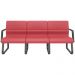 Cadeira Longarina 3 Lugares Recepção com Braço Pés Preto Lev P03 Vinil Vermelho - Lyam Decor