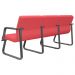 Cadeira Longarina 3 Lugares Recepção com Braço Pés Preto Lev P03 Vinil Vermelho - Lyam Decor