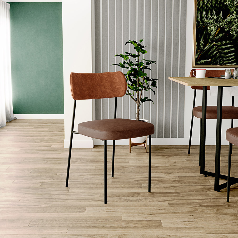 Cadeira Para Cozinha Sala De Jantar Melina L02 Couríssimo Camel Couríssimo Marrom - Lyam Decor