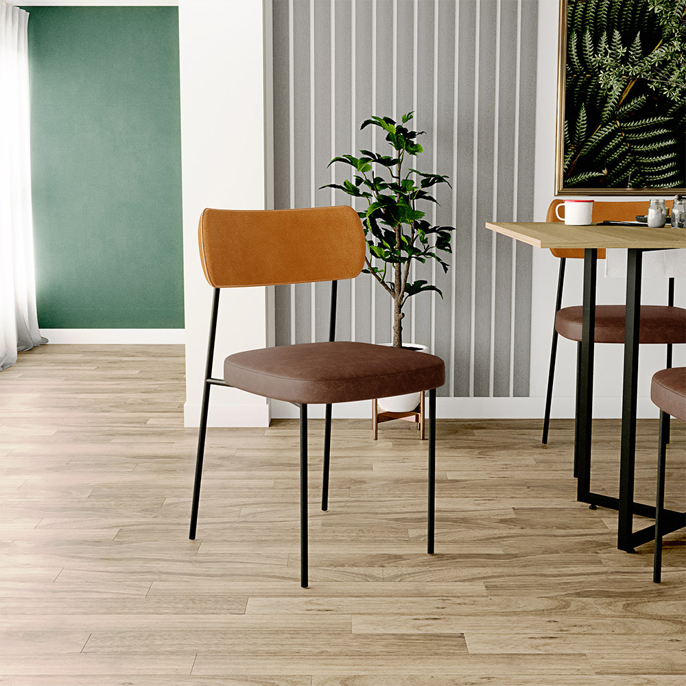 Cadeira Para Cozinha Sala De Jantar Melina L02 Couríssimo Whisky Couríssimo Marrom - Lyam Decor