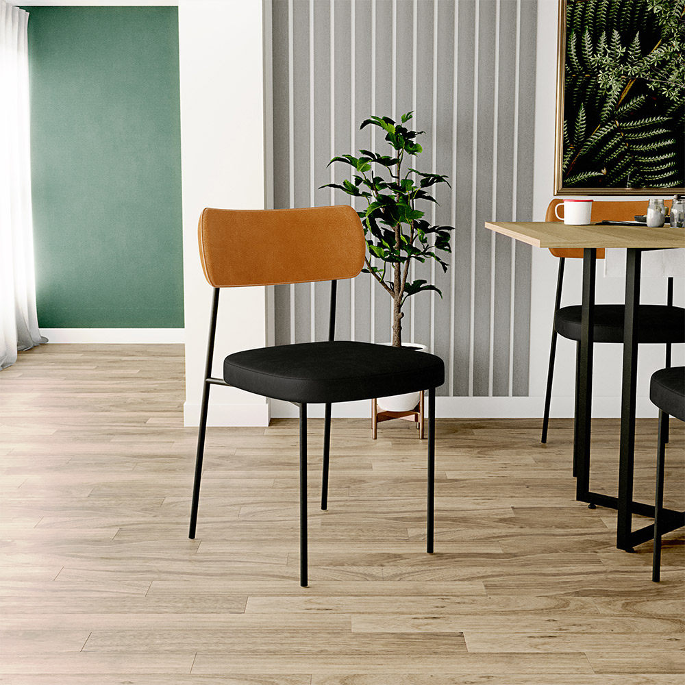 Cadeira Para Cozinha Sala De Jantar Melina L02 Couríssimo Whisky Couríssimo Preto - Lyam Decor