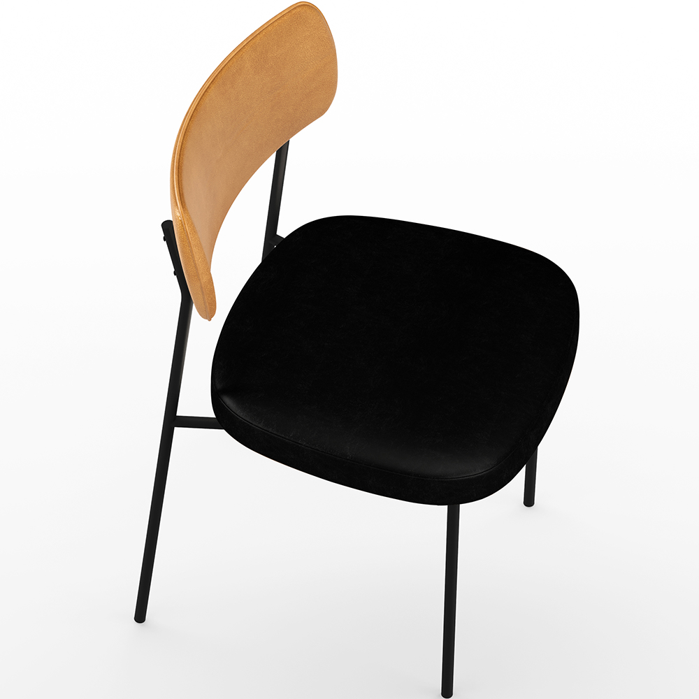 Cadeira Para Cozinha Sala De Jantar Melina L02 Couríssimo Whisky Couríssimo Preto - Lyam Decor