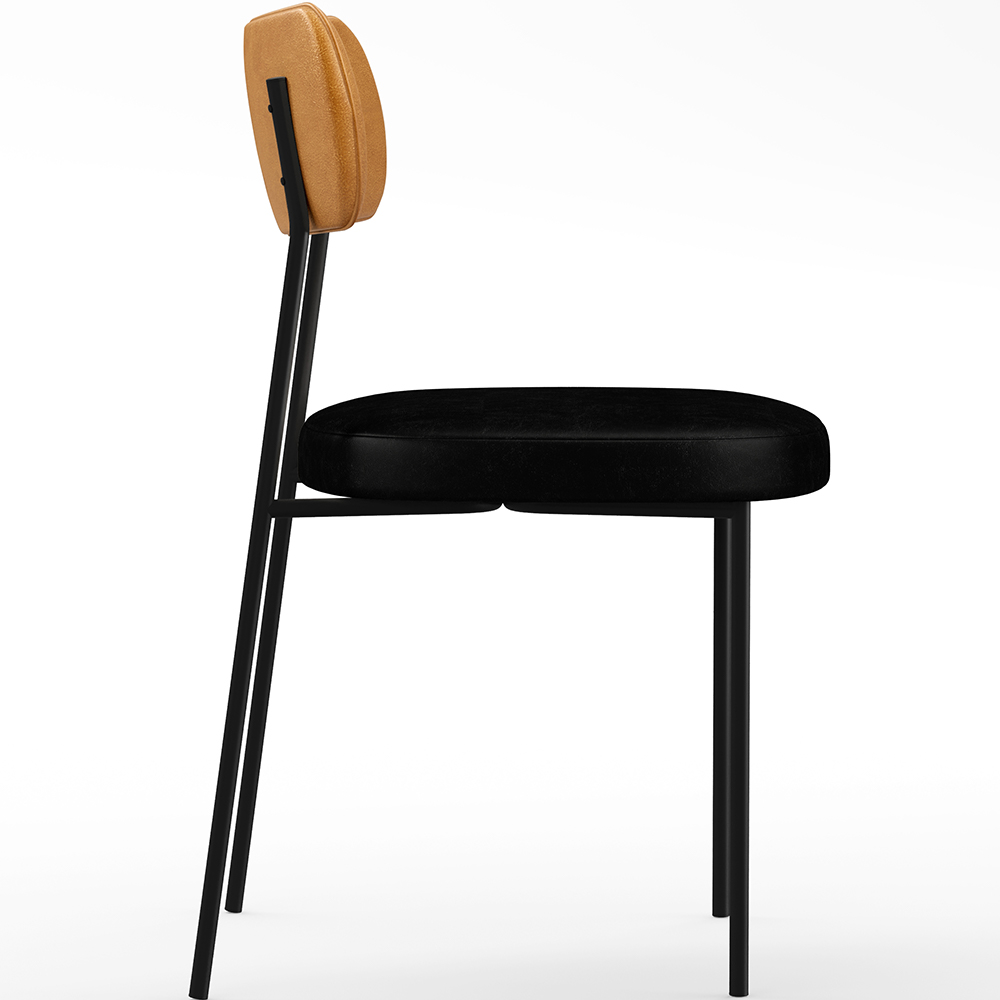 Cadeira Para Cozinha Sala De Jantar Melina L02 Couríssimo Whisky Couríssimo Preto - Lyam Decor