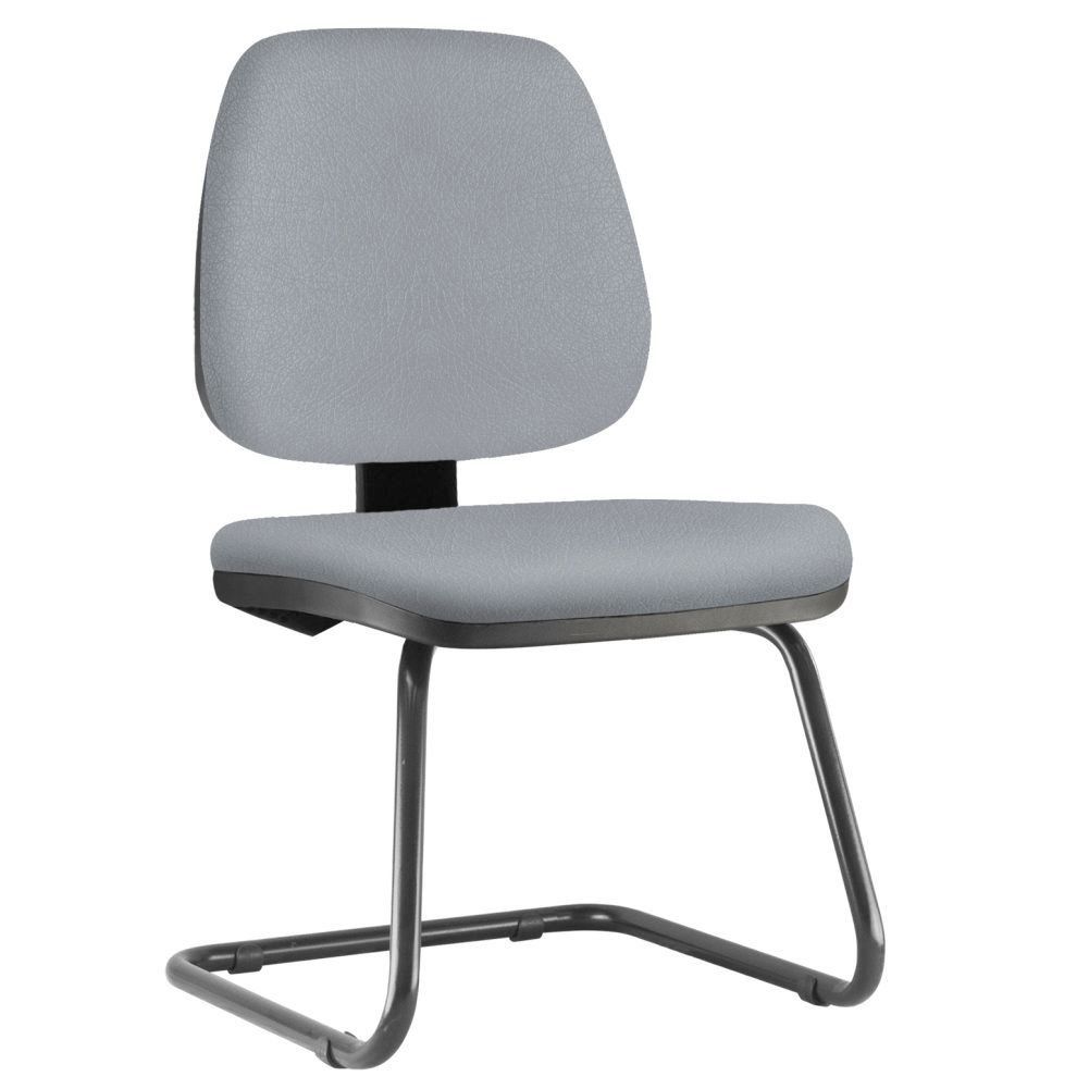 Cadeira Para Escritório Job L02 Fixa Couro Sintético Cinza - Lyam Decor